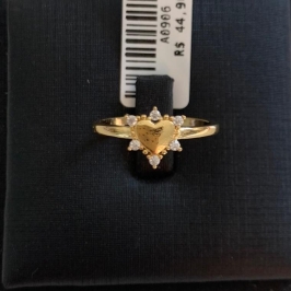 ANEL CORAÇÃO ZIRCONIA [ T:21 - B:Ouro 18 k -  ]