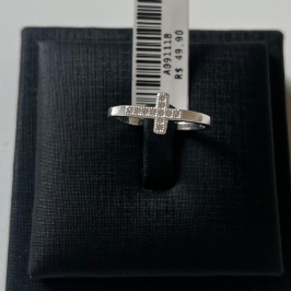 ANEL CRUCIFIXO ZIRCONIAS [ T:16 - B:Prata -  ]