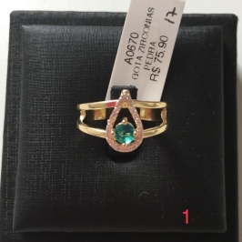 ANEL GOTA ZIRCONIAS PEDRA