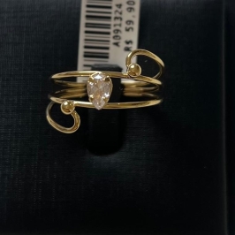 ANEL TRES FIOS PEDRA [ T:20 - B:Ouro 18 k -  ]