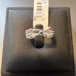 ANEL TRES FIOS PEDRAS COLOR