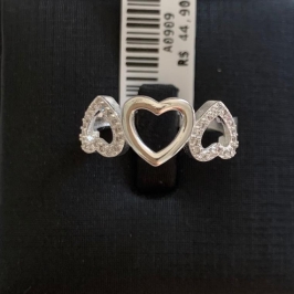 ANEL CORAÇÕES ZIRCONIAS [ T:20 - B:Prata -  ]