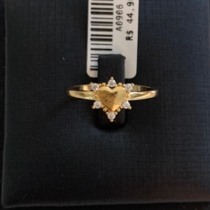 ANEL CORAÇÃO ZIRCONIA [ T:21 - B:Ouro 18 k -  ]