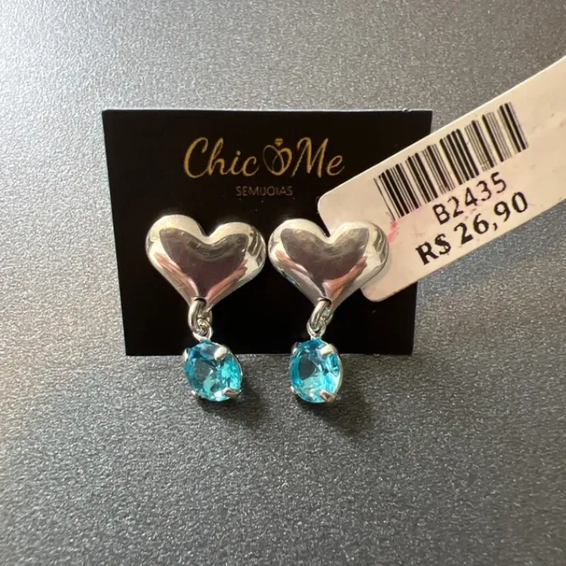 BRINCO CORAÇÃO CHAPA PEDRA