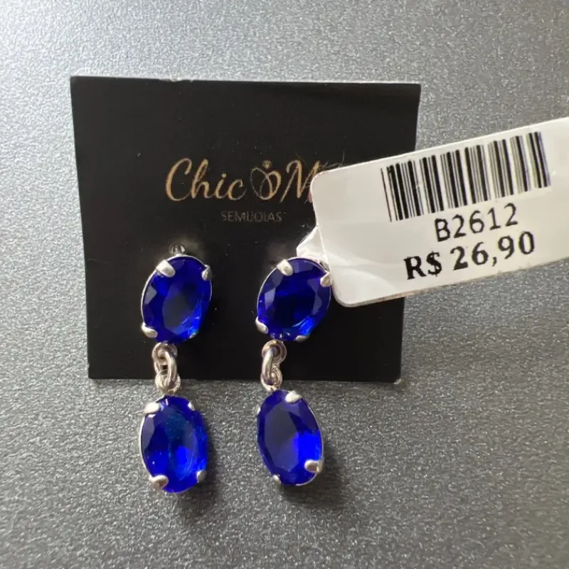 BRINCO  OVAL DUAS PEDRAS