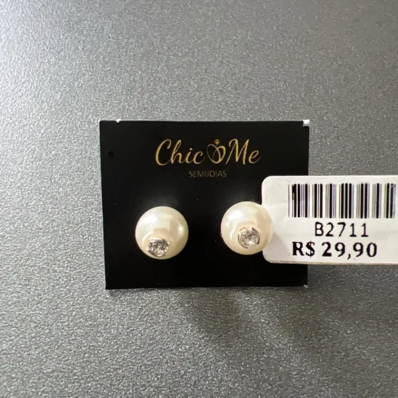 BRINCO PEROLA PEDRA
