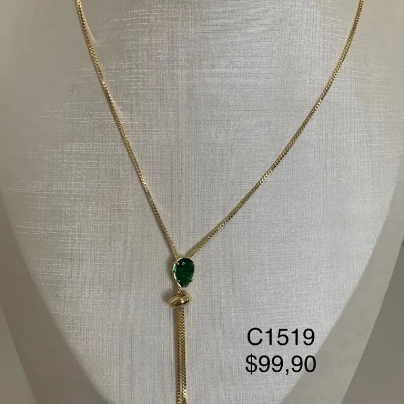 COLAR GRAVATINHA ESMERALDA