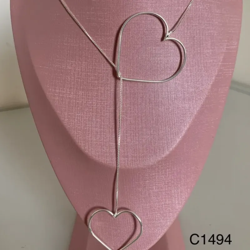 COLAR LONGO DOIS CORAÇÕES