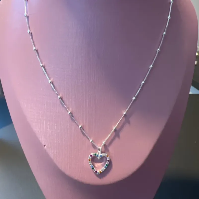 CORRENTE BOLINHAS CORAÇÃO ZIRC