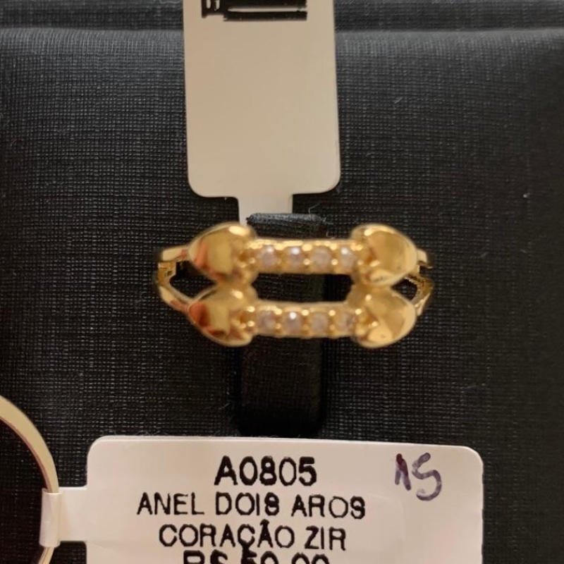 ANEL DOIS AROS CORAÇÃO ZIR