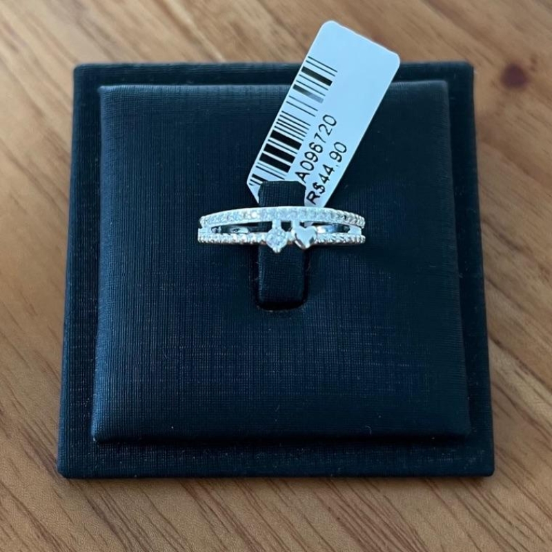 ANEL DUPLO CORAÇAO ZIRCONIAS