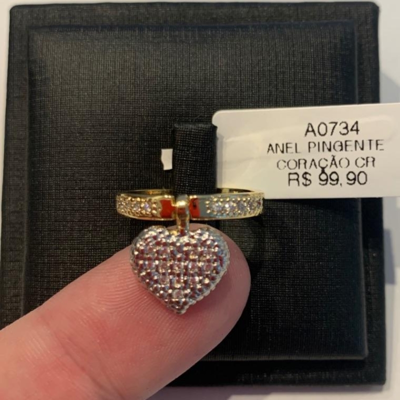 ANEL PINGENTE CORAÇÃO CR