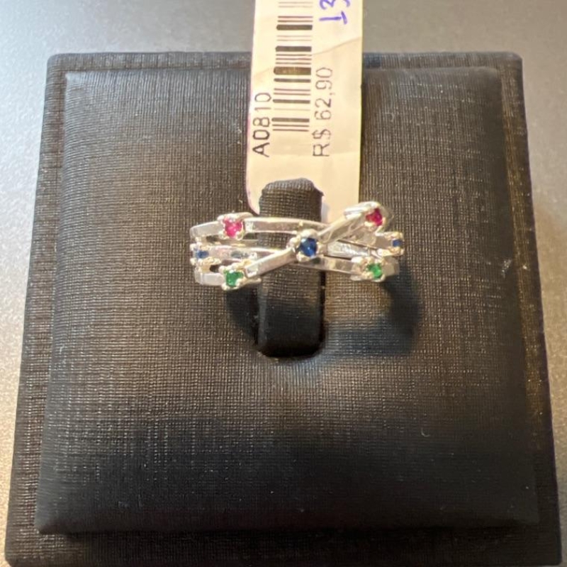 ANEL TRES FIOS PEDRAS COLOR