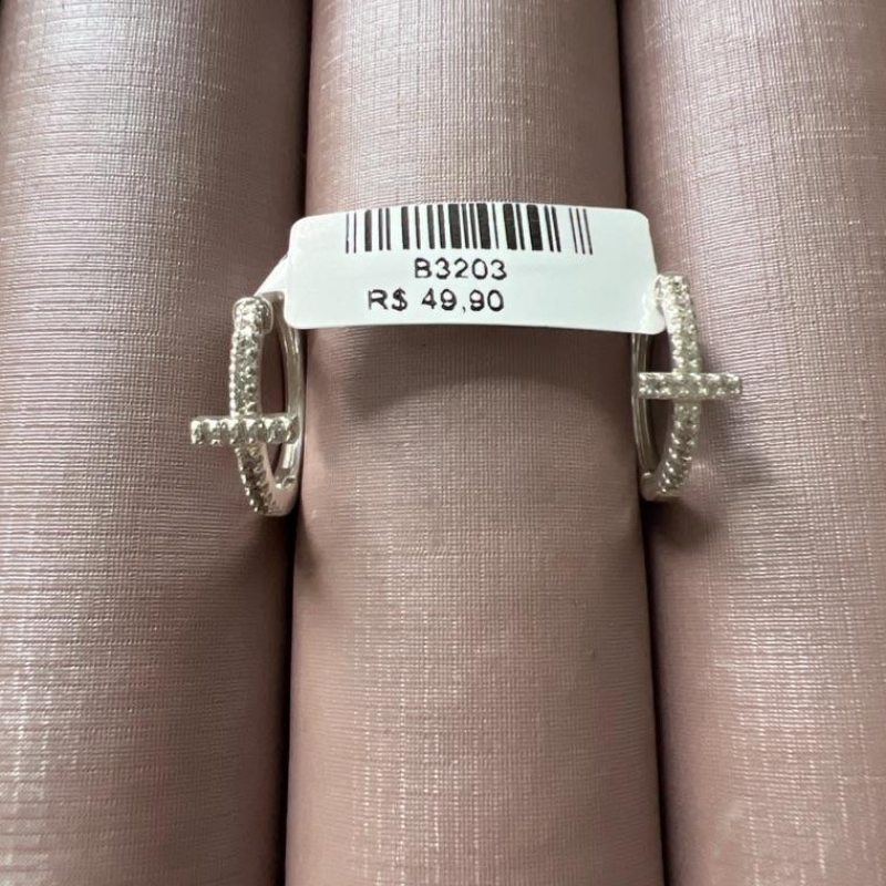 B3203 BRINCO ARGOLA CLICK CRUCIFIXO ZIRC