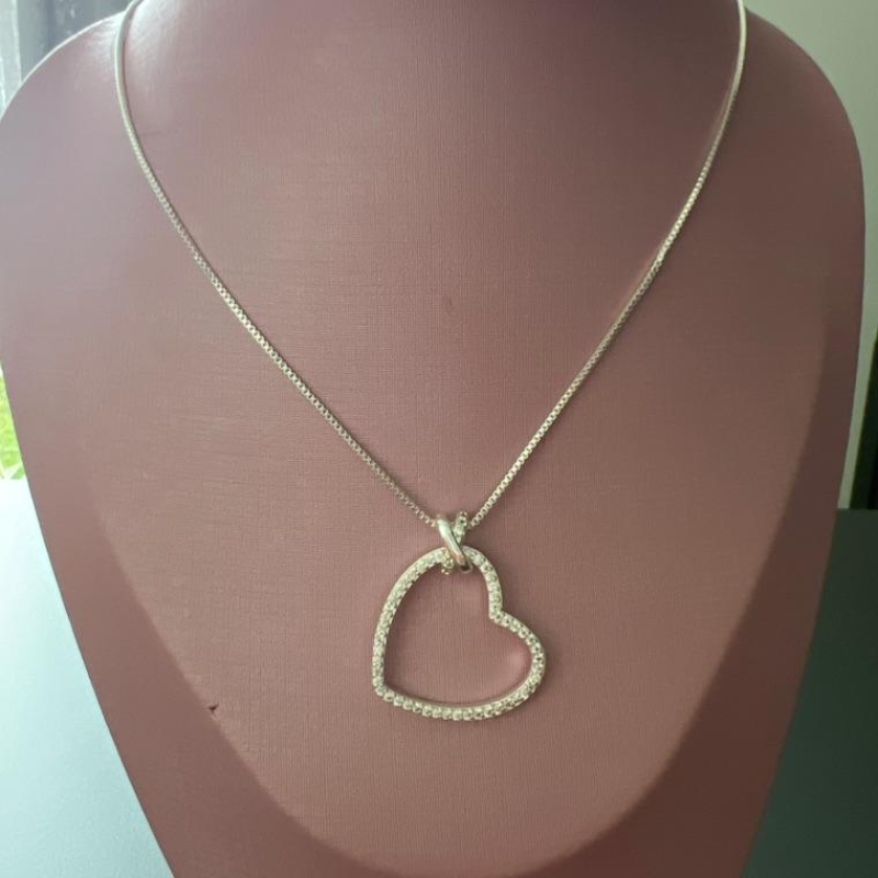 C1737 CORRENTE PING  CORAÇÃO VAZ ZIRCONIAS