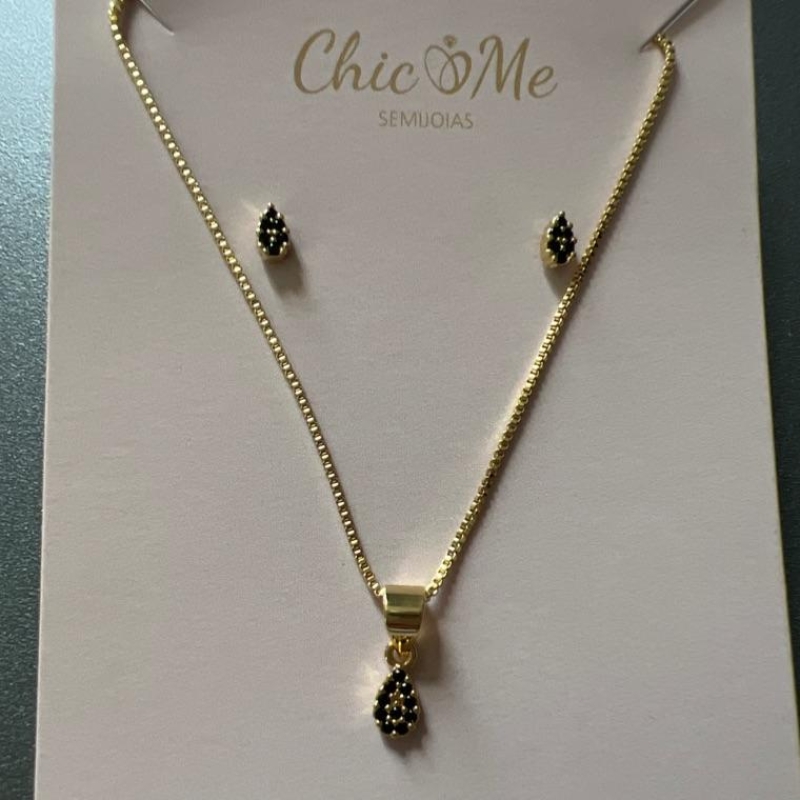 CJ047 CONJUNTO GOTA ZIRC BLACK