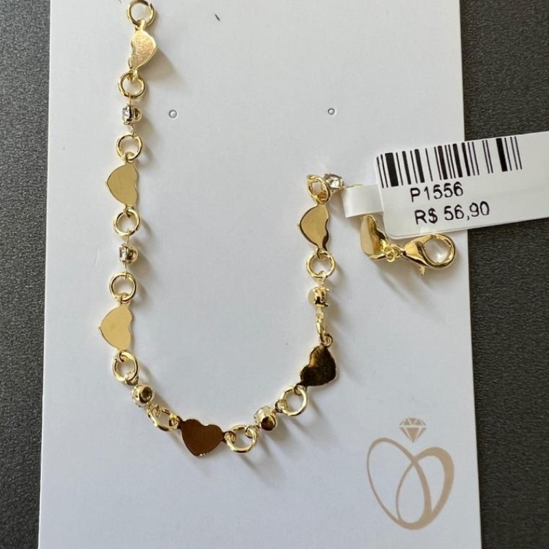 PULSEIRA INFANTIL CORAÇOES PEDRAS