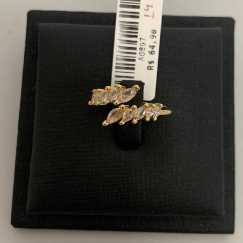 ANEL NAVETES ZIRCONIAS [ T:16 - B:Ouro 18 k -  ]