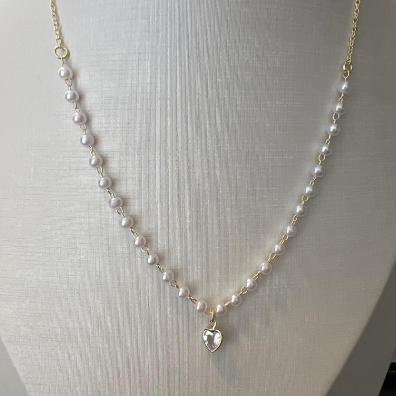 C1768 CORRENTE PEROLA PING CORAÇÃO