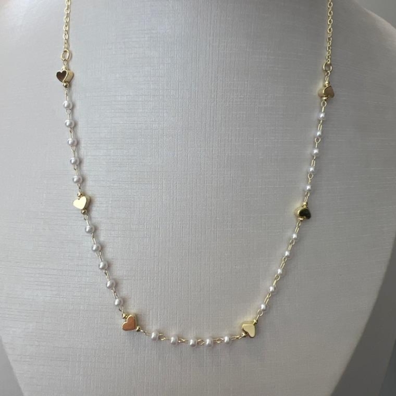 C1769 CHOKER PEROLA CORAÇOES