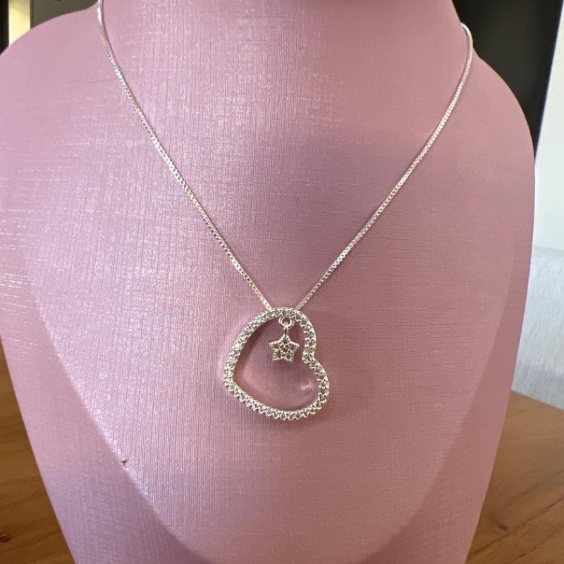 C1785 CORRENTE CORAÇÃO ESTRELA ZIRCONIAS