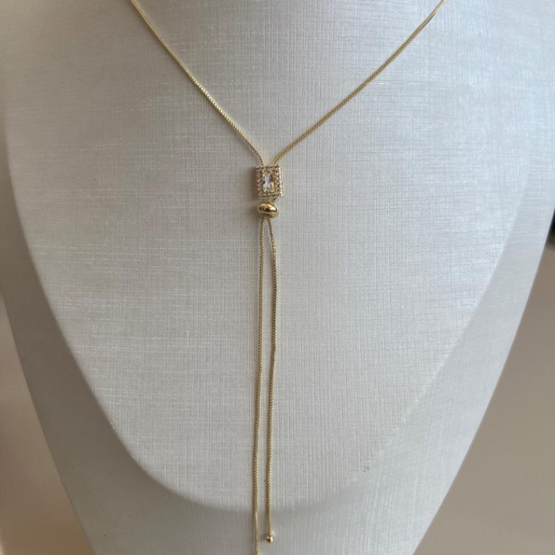 C1806 CORRENTE GRAVATINHA QUADRADO ZIRCONIA