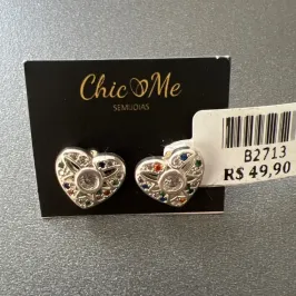 BRINCO CORAÇÃO PEDRAS BRINCO CORAÇÃO PEDRAS
