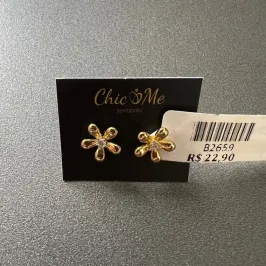 BRINCO FLOR PEDRA BRINCO FLOR PEDRA