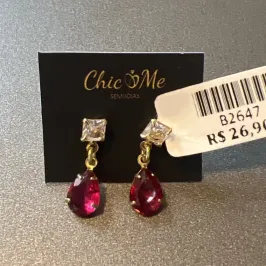 BRINCO GOTA ZIRCONIA PEDRA BRINCO GOTA ZIRCONIA PEDRA