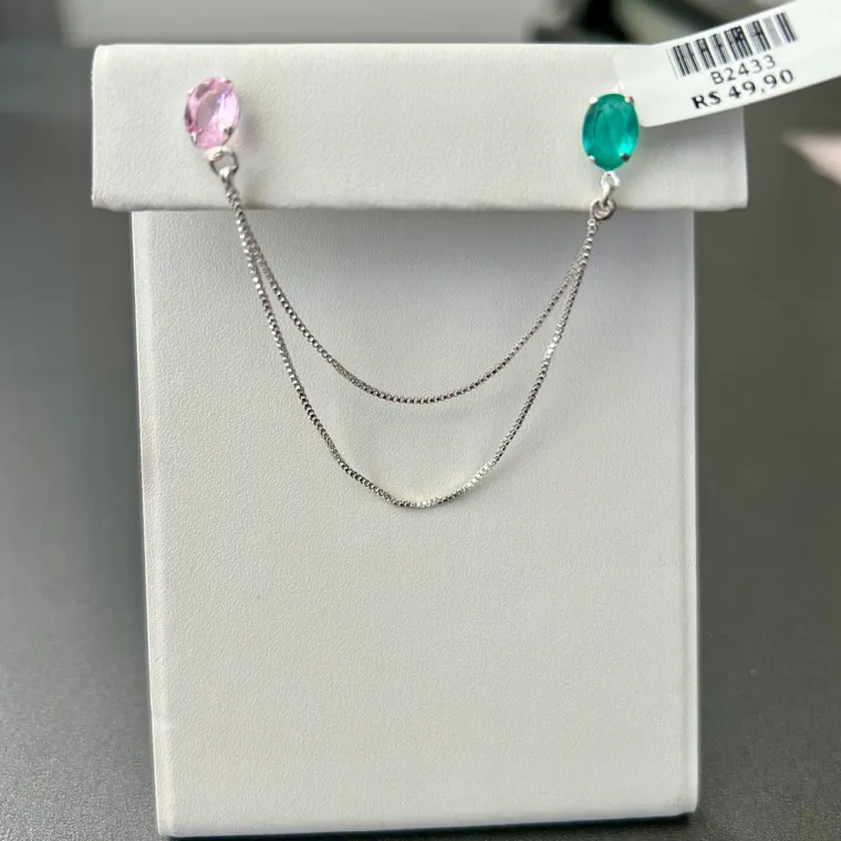 BRINCO PEDRAS OVAL CORRENTES BRINCO PEDRAS OVAL CORRENTES