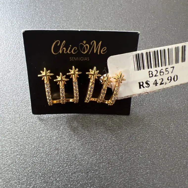 BRINCO TRES FIOS ZIRCONIAS BRINCO TRES FIOS ZIRCONIAS