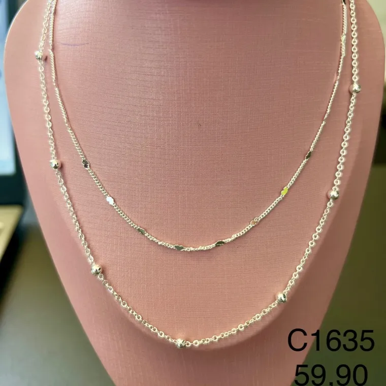 CORRENTE DUPLA CORAÇAO BOLINHAS CORRENTE DUPLA CORAÇAO BOLINHAS