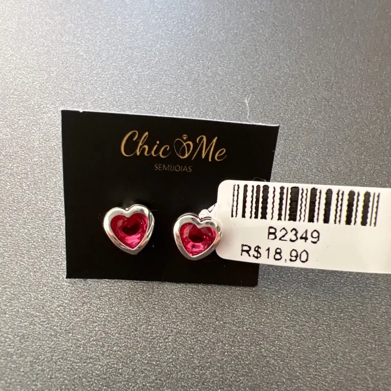 BRINCO CORAÇÃO PEDRA BRINCO CORAÇÃO PEDRA