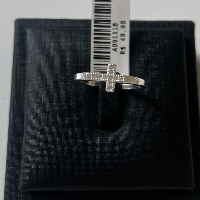 ANEL CRUCIFIXO ZIRCONIAS [ T:16 - B:Prata -  ]