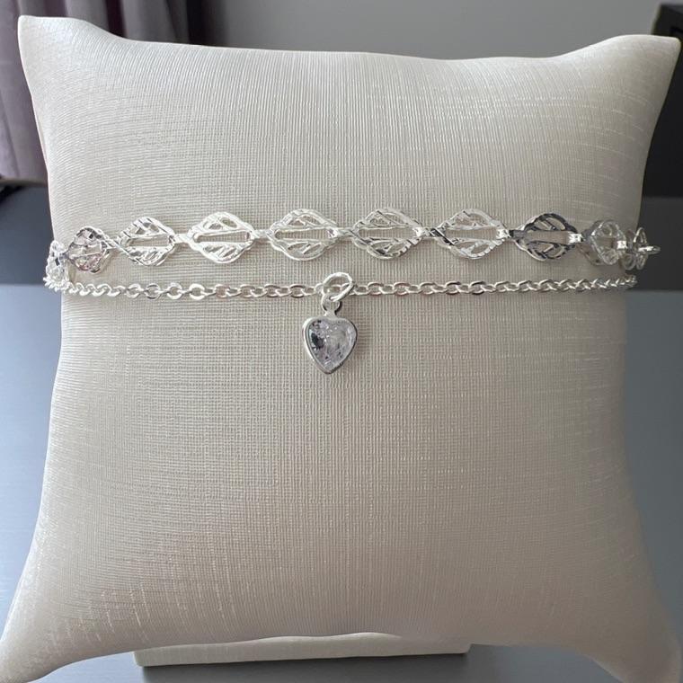 P1718 PULSEIRA DUPLA FOLHINHA CORAÇÃO