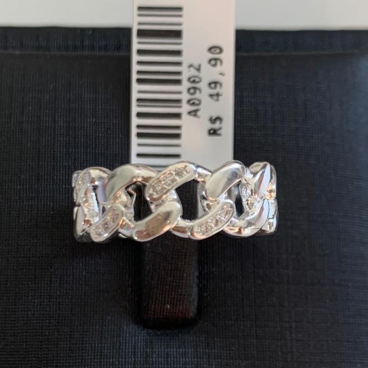 ANEL CORRENTE ZIRCONIAS [ T:19 - B:Prata -  ]