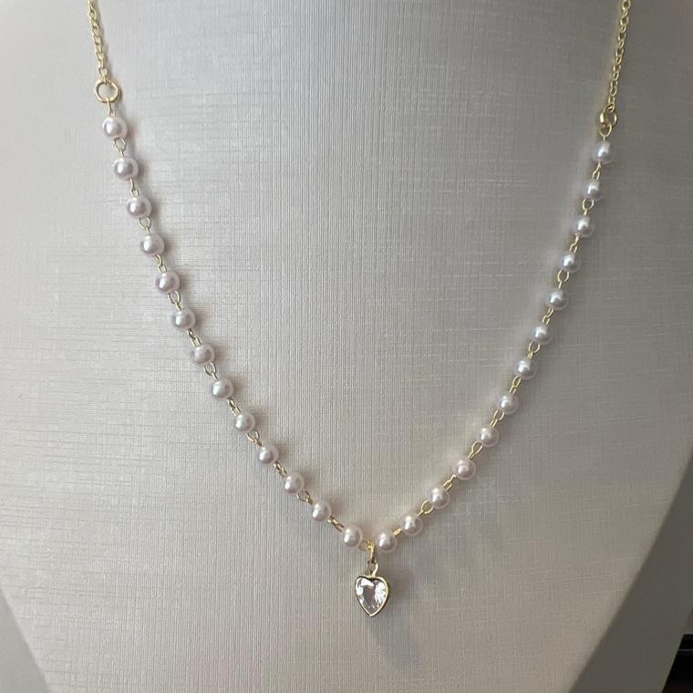 C1768 CORRENTE PEROLA PING CORAÇÃO