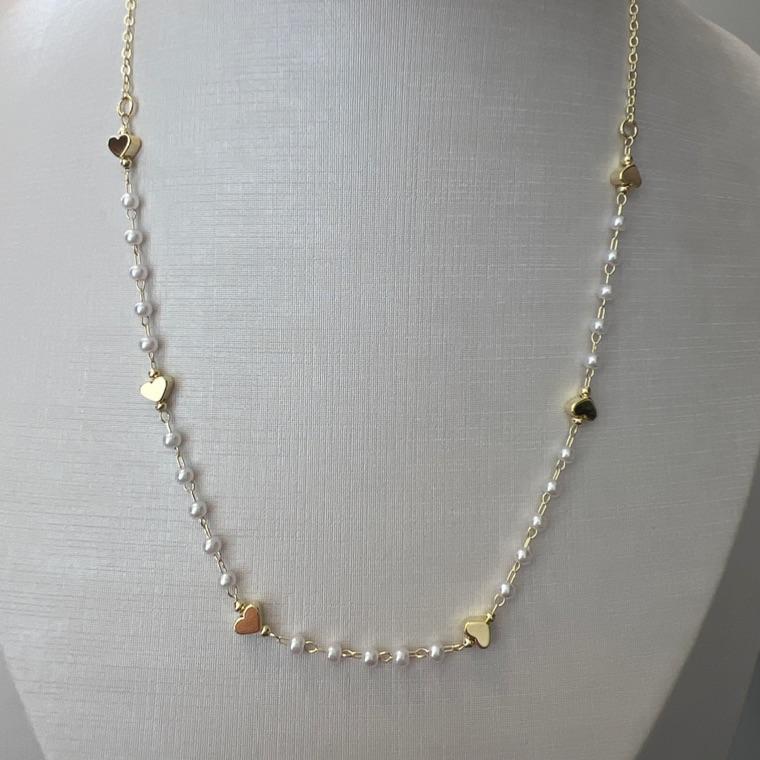 C1769 CHOKER PEROLA CORAÇOES