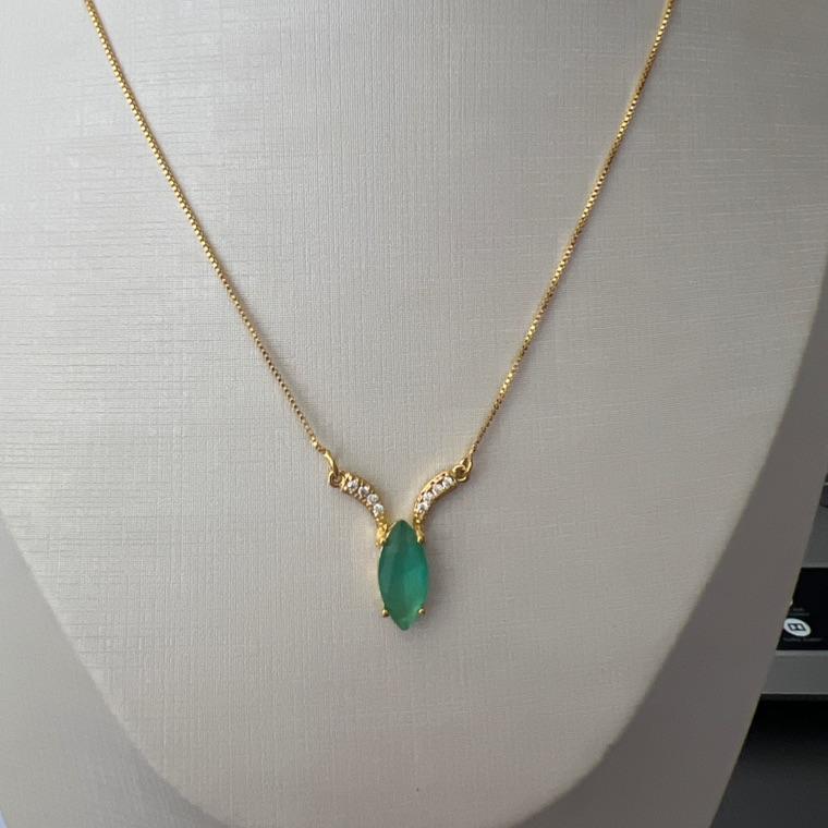 GARGANTILHA PEDRA OVAL ZIRCONIAS