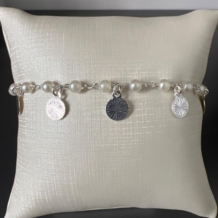 PULSEIRA PEROLAS MEDALHA